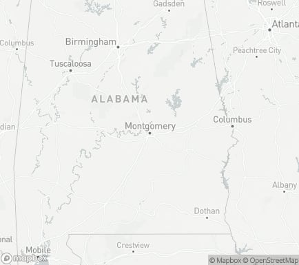 Montgomery, AL, USA and nearby cities map