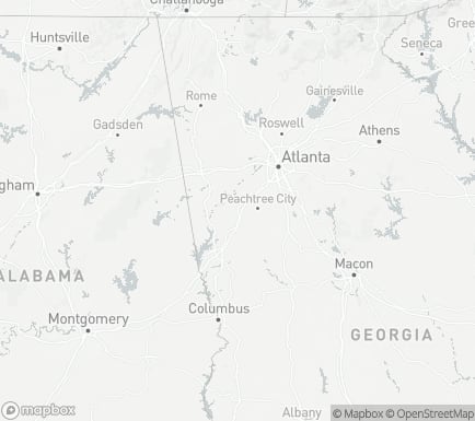 Newnan, GA, USA and nearby cities map