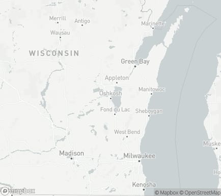 Oshkosh, WI, USA and nearby cities map