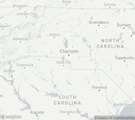 Pineville, NC, USA and nearby cities map