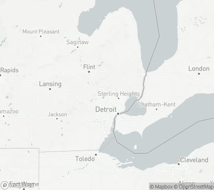 Pontiac, MI, USA and nearby cities map