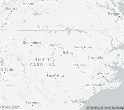 Raleigh, NC, USA and nearby cities map