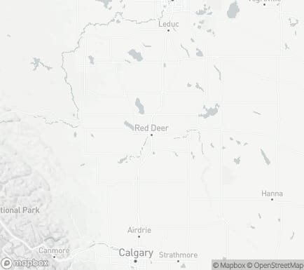 Red Deer, AB, Canada and nearby cities map