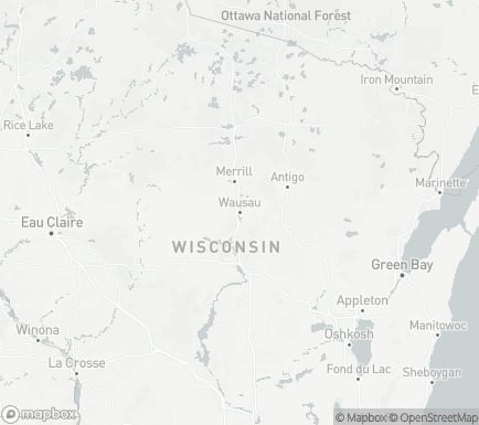 Wausau, WI, USA and nearby cities map