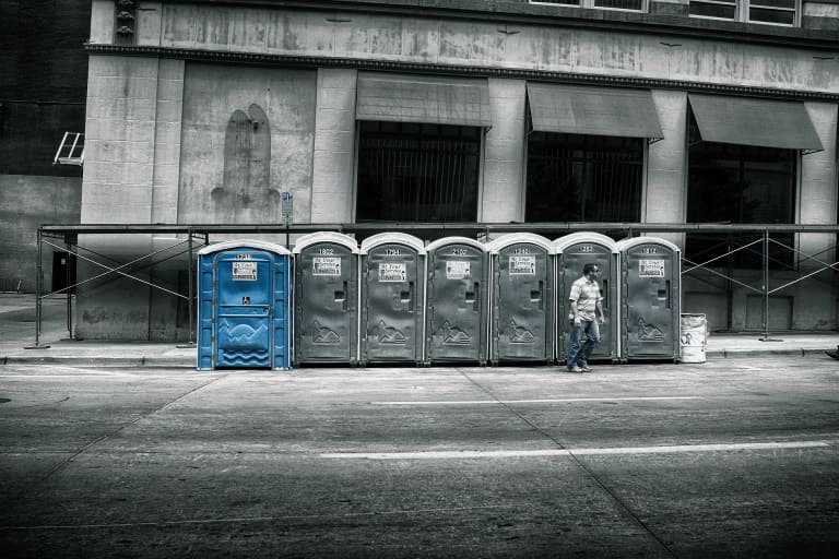 Porta Potties in a Row