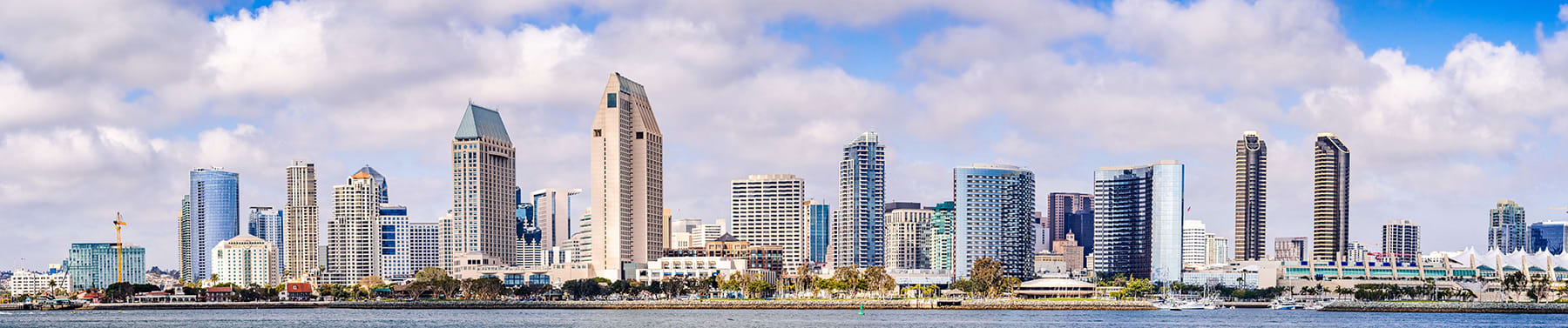 image of San Diego skyline along the coast of California