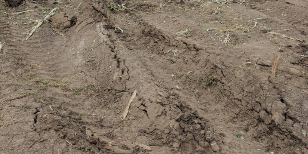 Dirt with tire tracks on a construction site