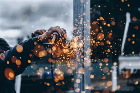 Sparks flying from an angle grinder