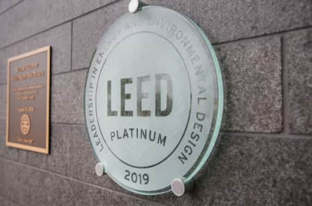 LEED Platinum logo on a building