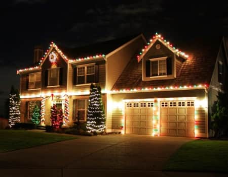 House Decorated with festive lights.