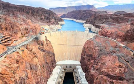 Aerial view of the hoover dam