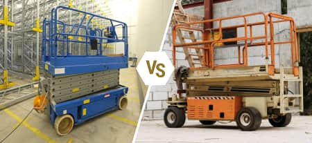 An electric scissor lift and non-electric scissor lift