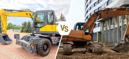 Comparing a tracked vs wheeled excavator