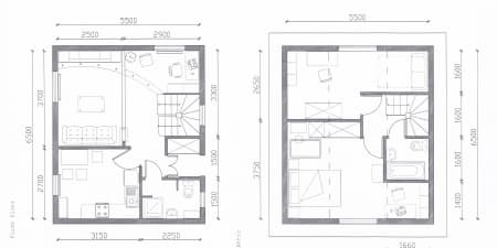 Floor plan schematic with different symbols and icons