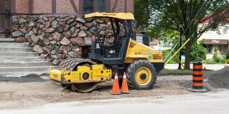 BOMAG padfoot roller being used on a construction project