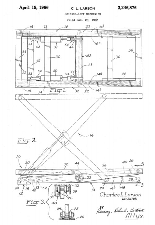 Design of one of the first scissor lifts