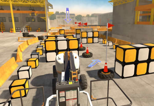 Graphic representation of what the VR training looks like for construction