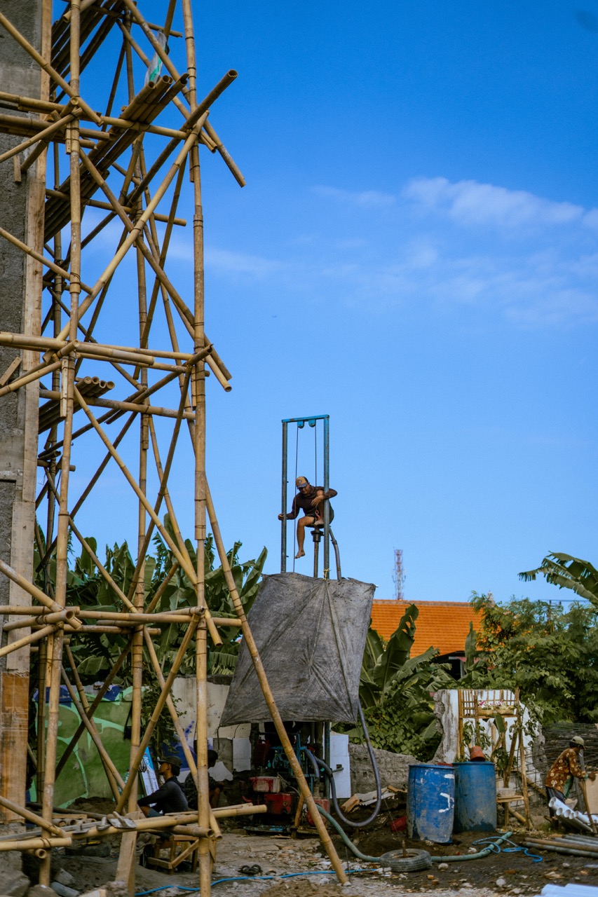 Workers on a Bali construction site