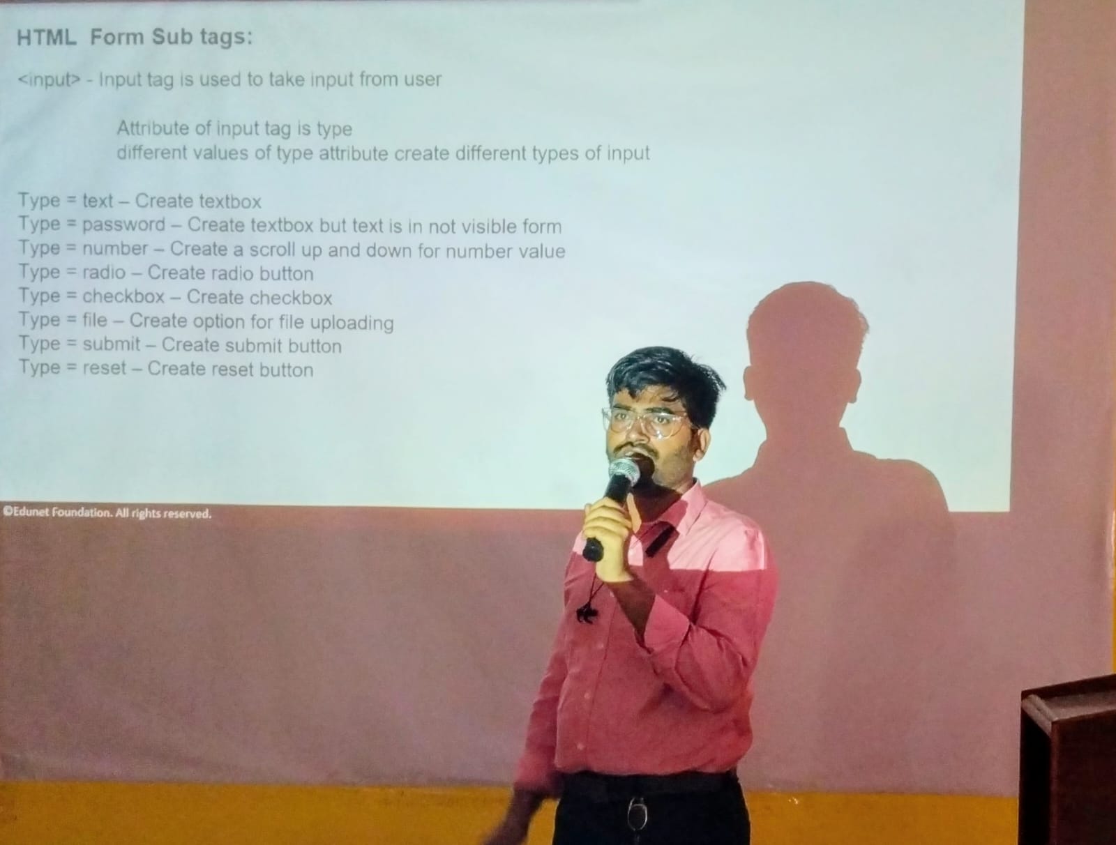 HTML training session
