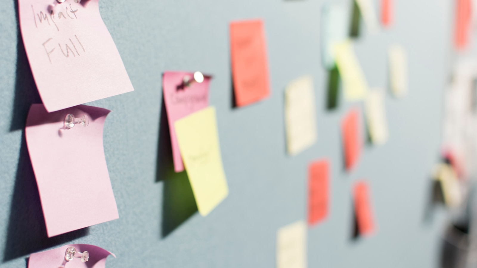 Sticky-note planning wall representing ClickUp documents and project notes