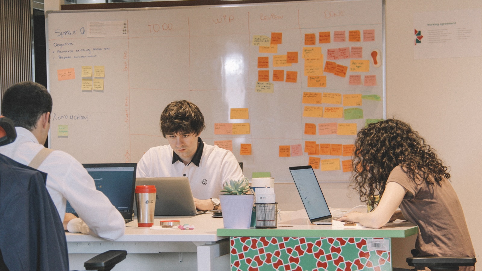 Small team working together around a table