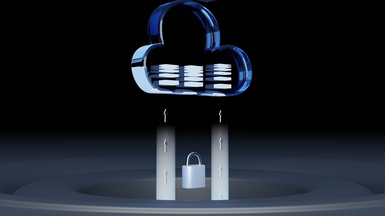 Glowing cloud and padlock representing secure infrastructure