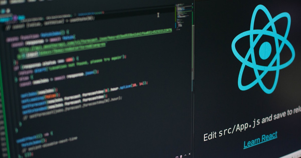 Code editor with React component code visible on screen