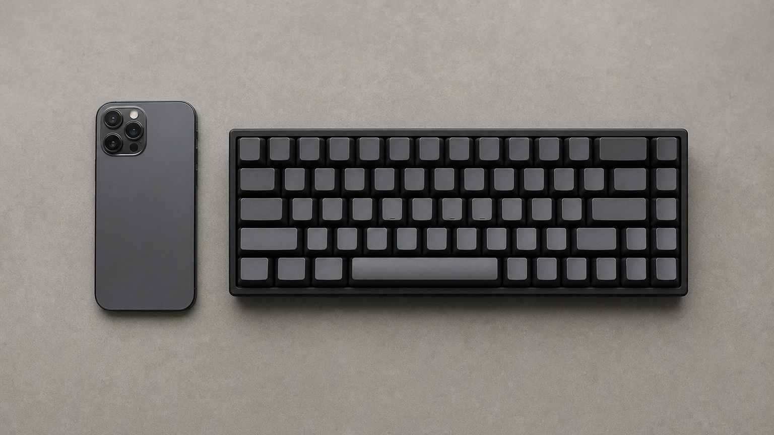 A smartphone lying flat next to a keyboard, representing notes moving between phone and PC