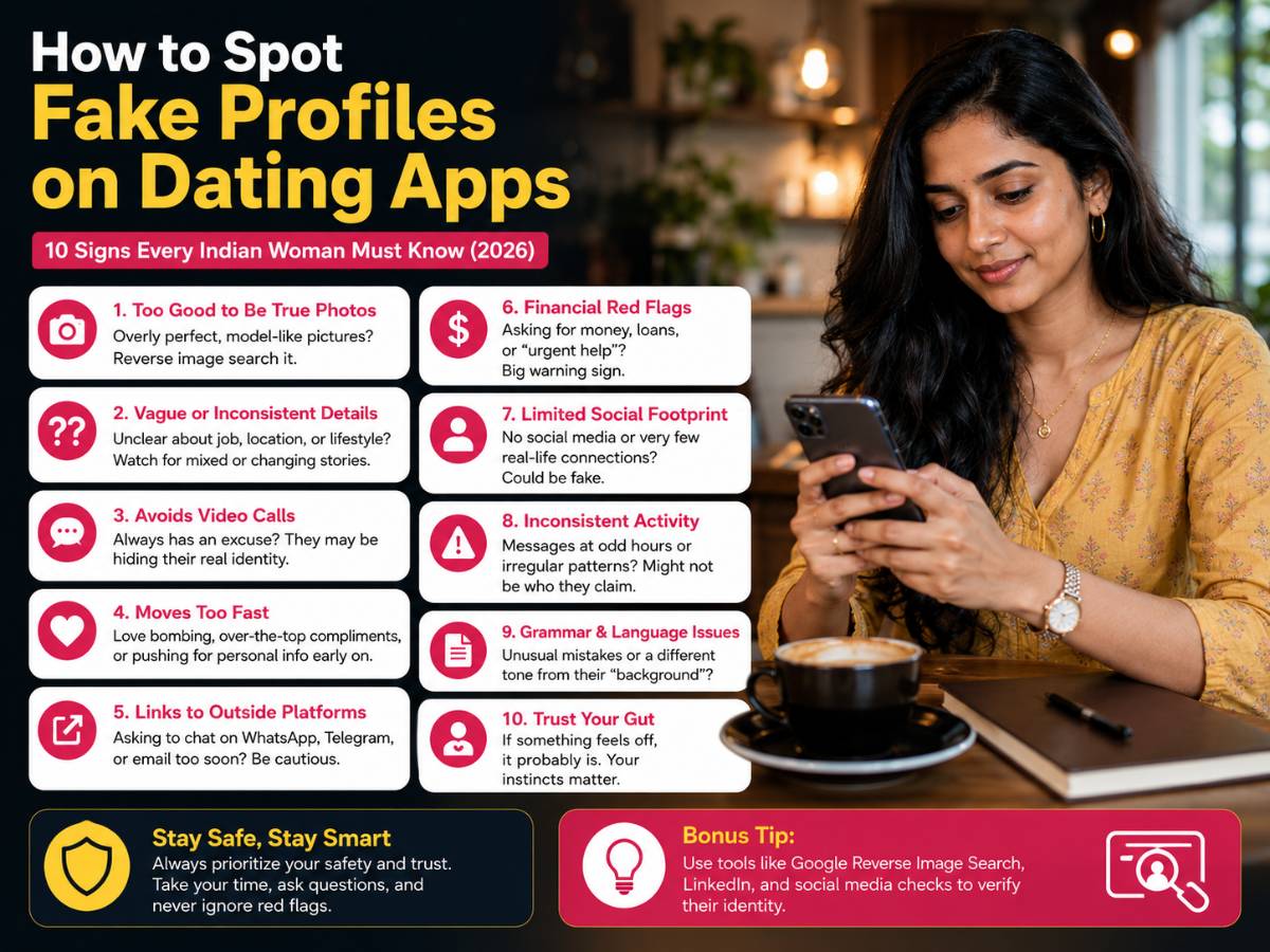 How to Spot Fake Profiles on Dating Apps — 10 Signs Every Indian Woman Must Know | TrueBondr How to Spot Fake Profiles on Dating Apps — 10 Signs Every Indian Woman Must Know | TrueBondr