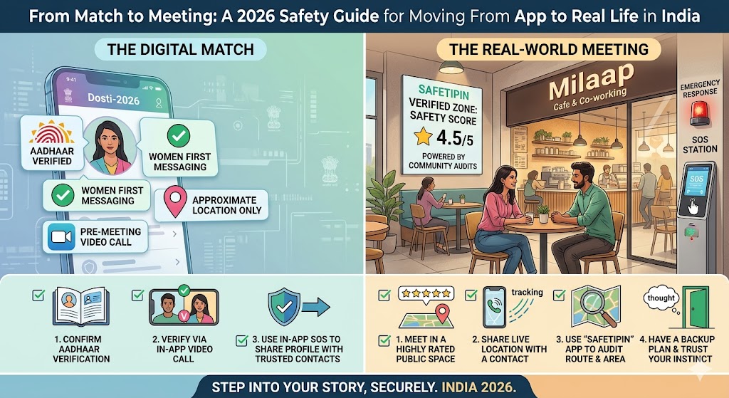 From Match to Meeting — Online to Offline Dating Safety for Indian Women 2026 | TrueBondr From Match to Meeting — Online to Offline Dating Safety for Indian Women 2026 | TrueBondr
