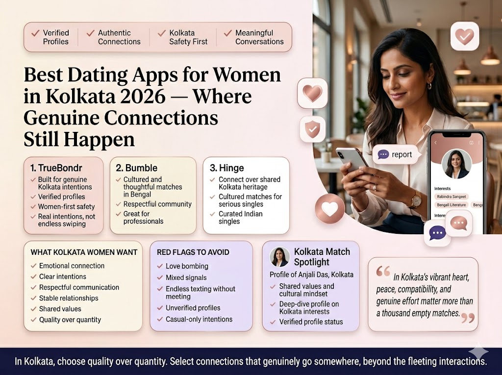 Best Dating Apps for Women in Kolkata 2026 — Genuine Connections | TrueBondr