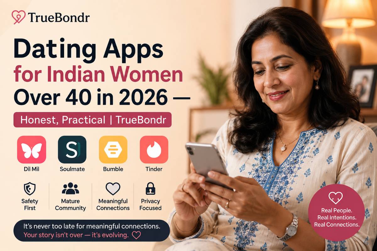 Dating Apps for Indian Women Over 40 in 2026 — Honest, Practical | TrueBondr Dating Apps for Indian Women Over 40 in 2026 — Honest, Practical | TrueBondr