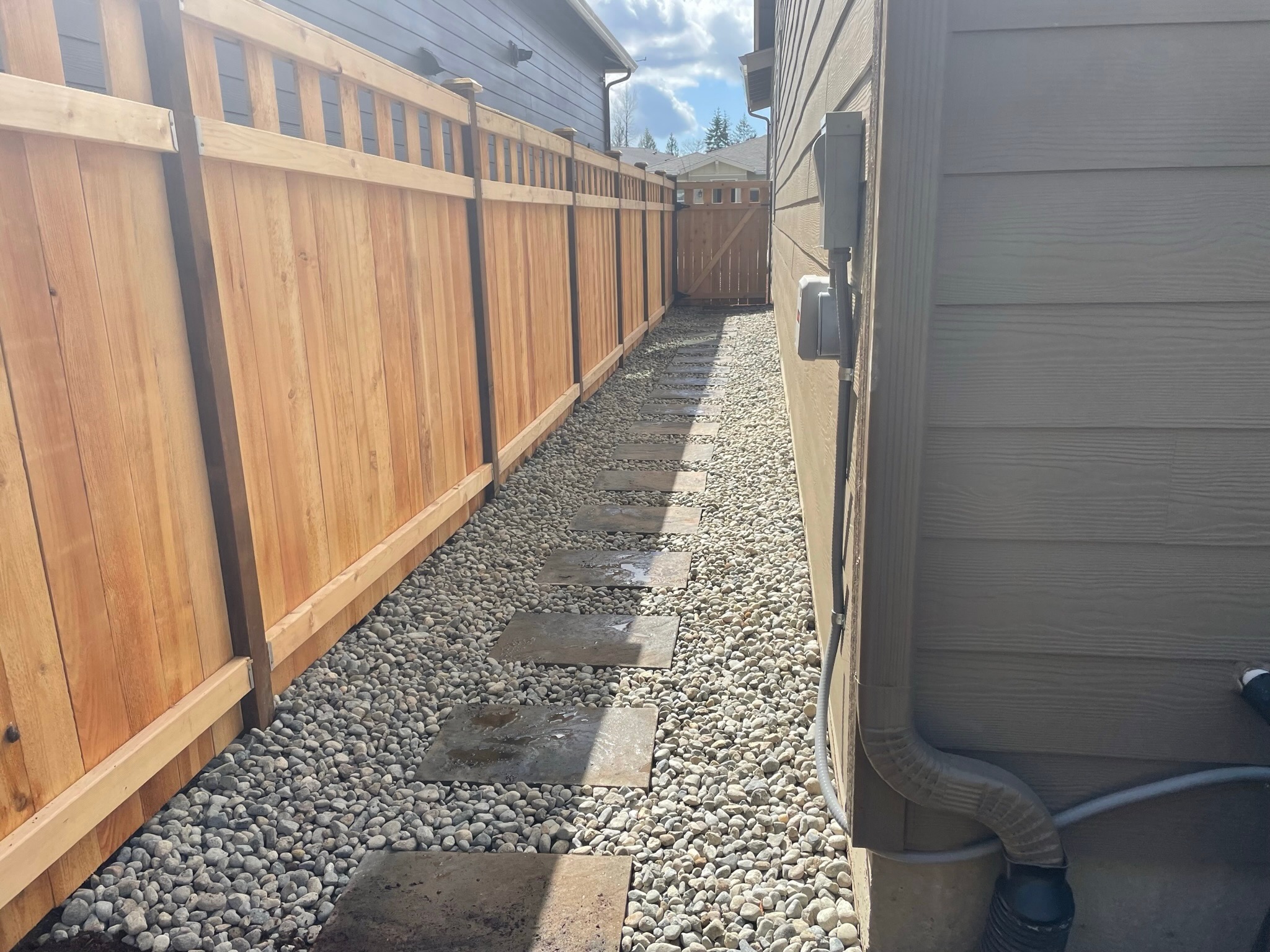 Stone paver walkway with gravel by Todd's Nursery in Puyallup, WA