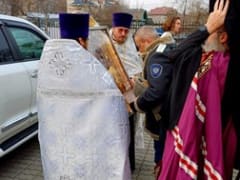 Уссурийские казаки встретили икону Божией Матери «Умиление»