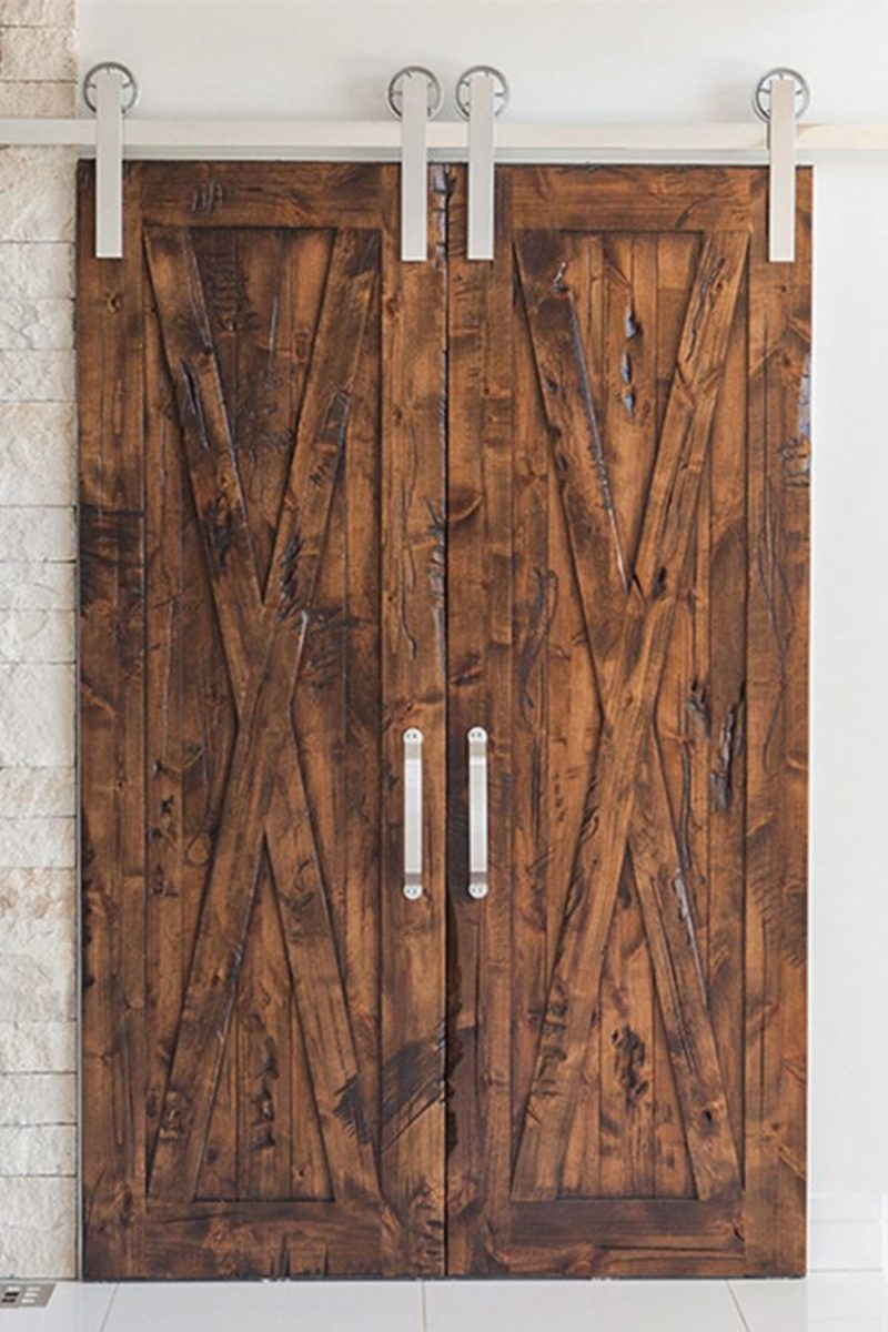 BiParting Double Sliding Barn Door Hardware Kit Rustica Hardware