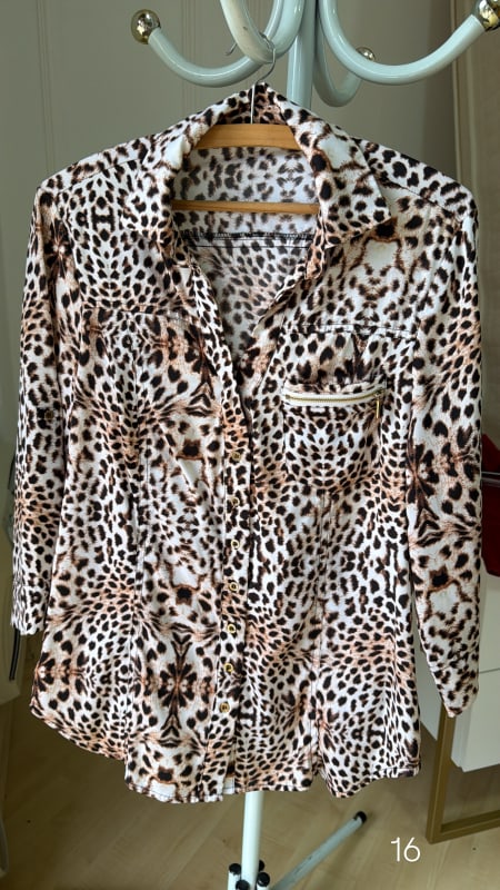 Camisa social feminina animal print 