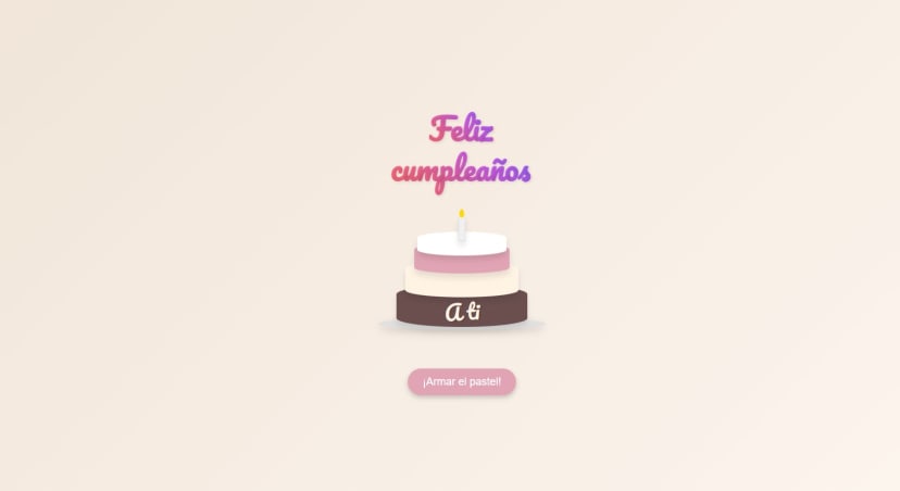 Plantilla HTML Pastel de Cumpleaños Animado | Personalizable con Nombre
