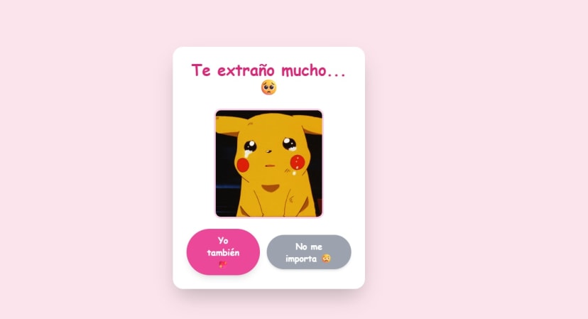 Plantilla HTML Te Extraño | Mensaje Interactivo con Botones Tramposos