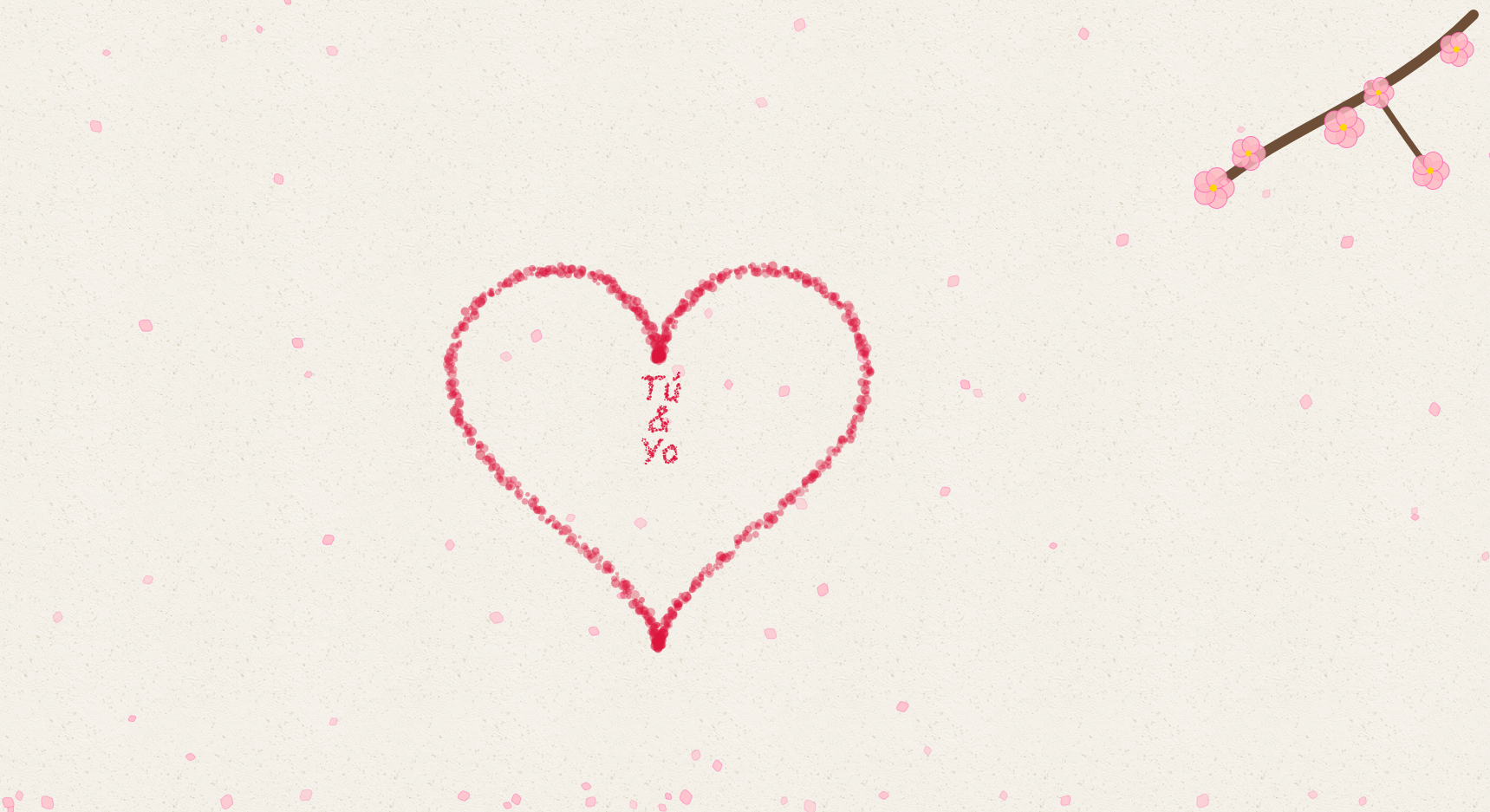 Corazón Pintado con Nombres y Sakura