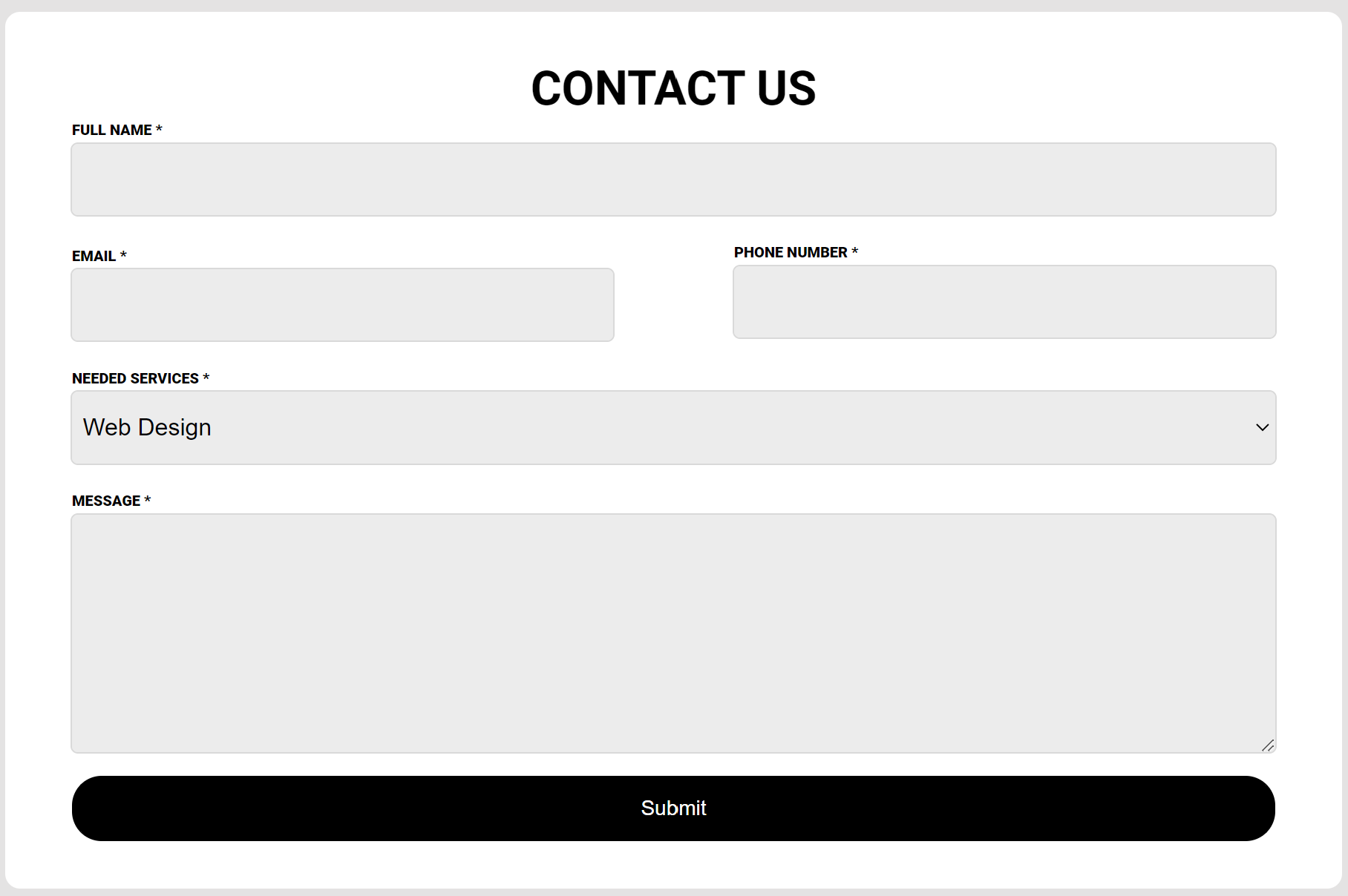 Image of my html and css form