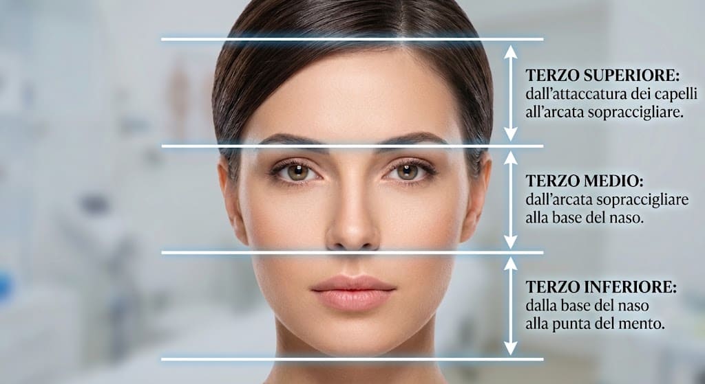 Tagli di Capelli Corti: La Guida Completa dal Pixie al Bob 2 Schema di visagismo e analisi facciale con la suddivisione nei tre terzi del volto