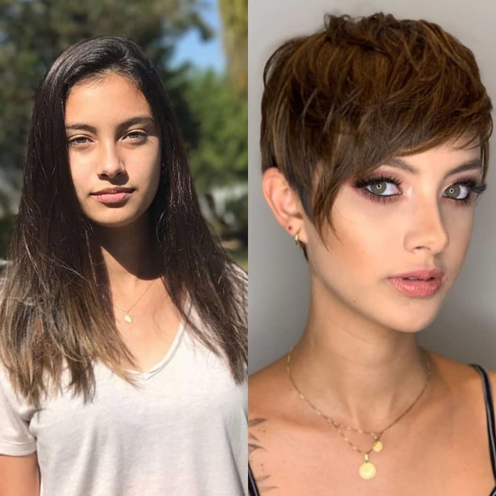 A modelo foi do longo para um lindo curtinho