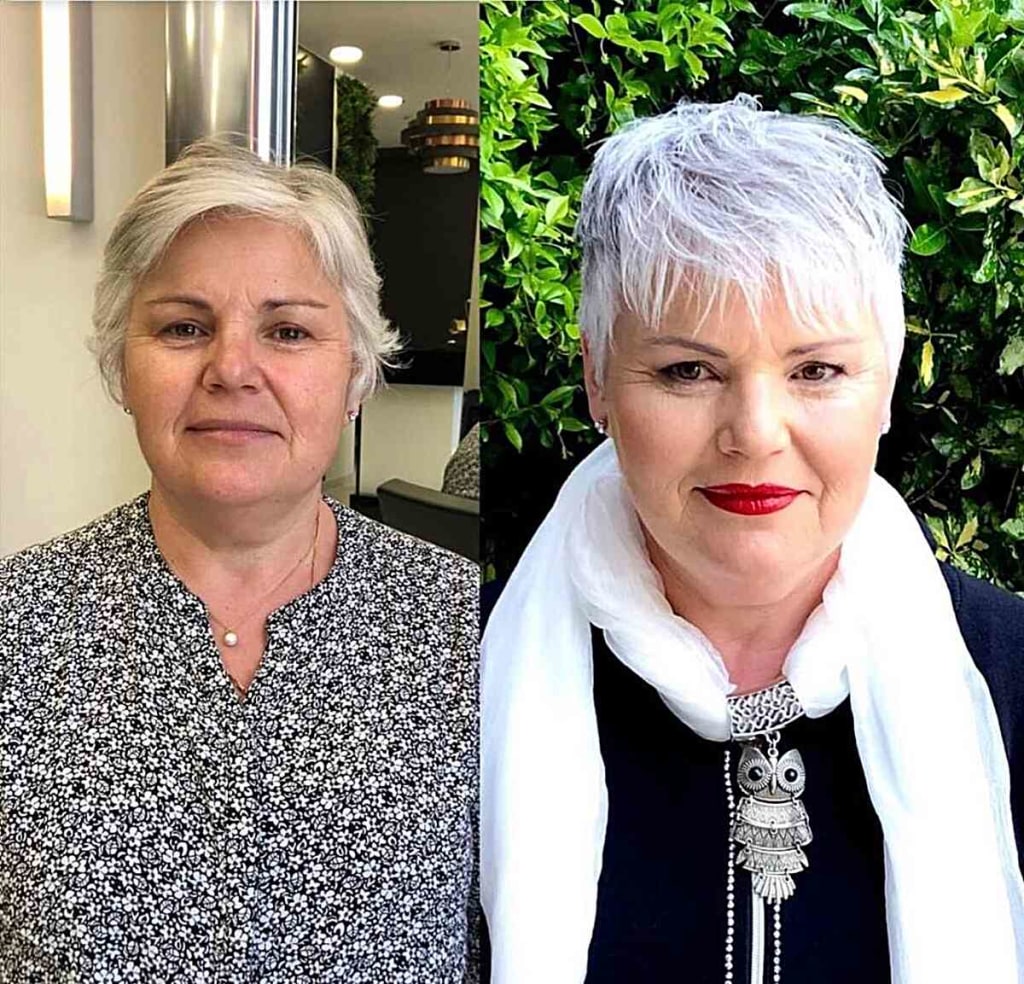 Desmistificando os Cabelos Curtos para Mulheres Gordinhas 7 Antes e depois com um curto lindo