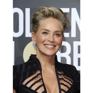 Sharon Stone com um belo cabelo curto com topete
