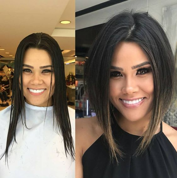 antes depois cabelos curtos