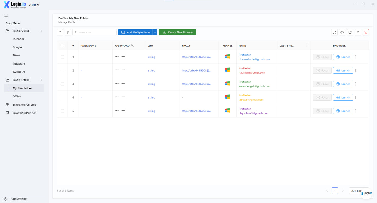 XLogin UI - Profile manager