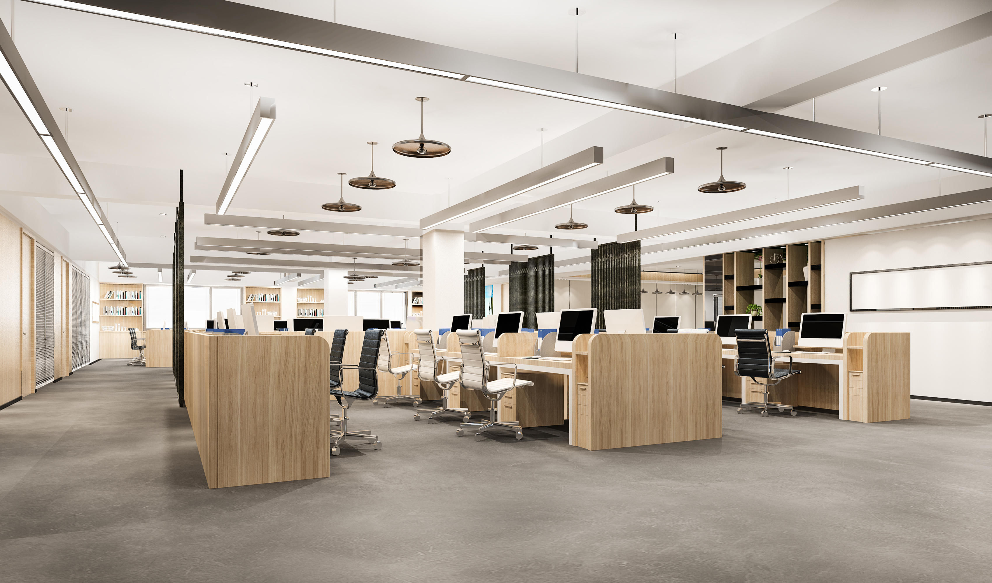 3D rendering of a modern office meeting room fitted with Origin Furniture pieces