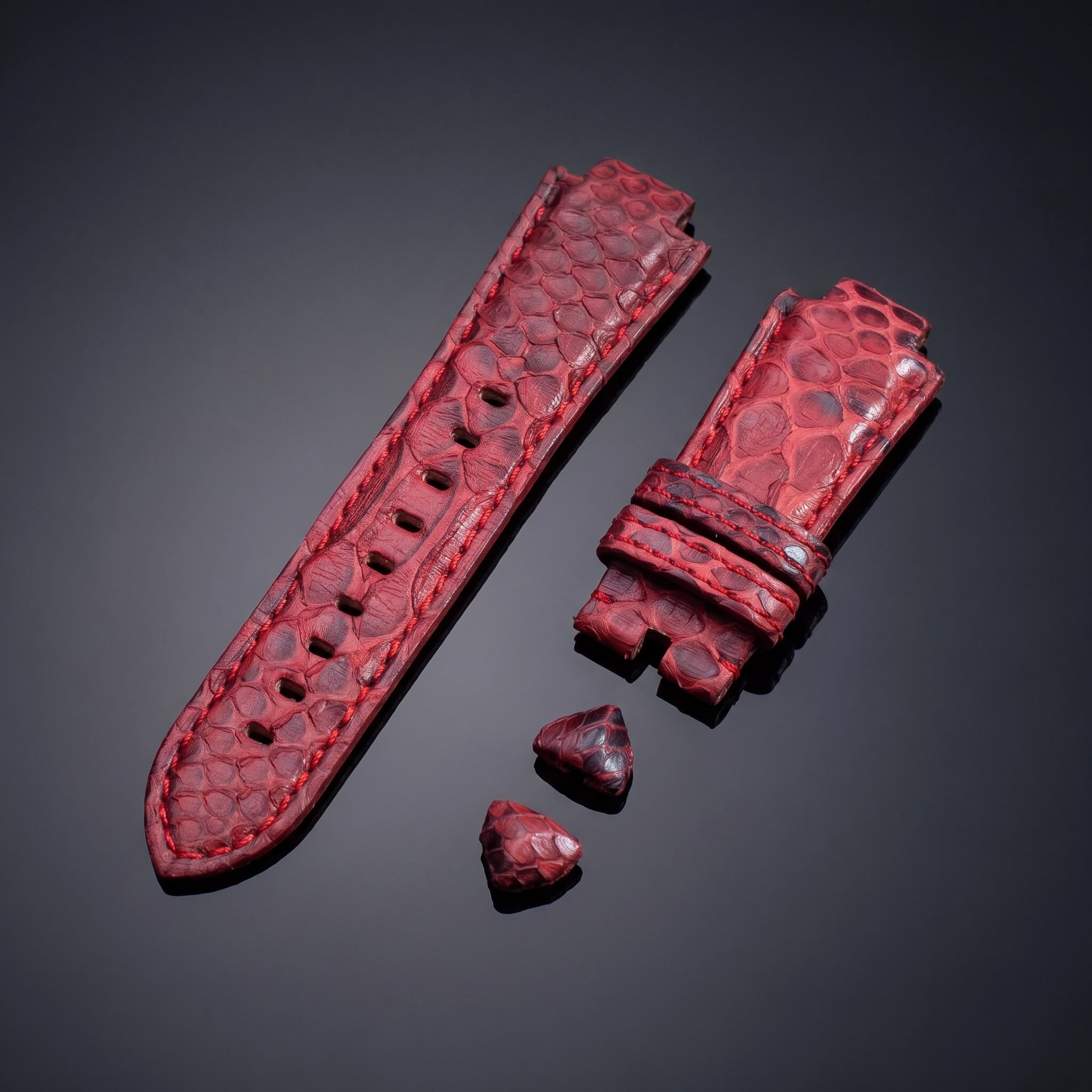Leather Strap Set Red Python