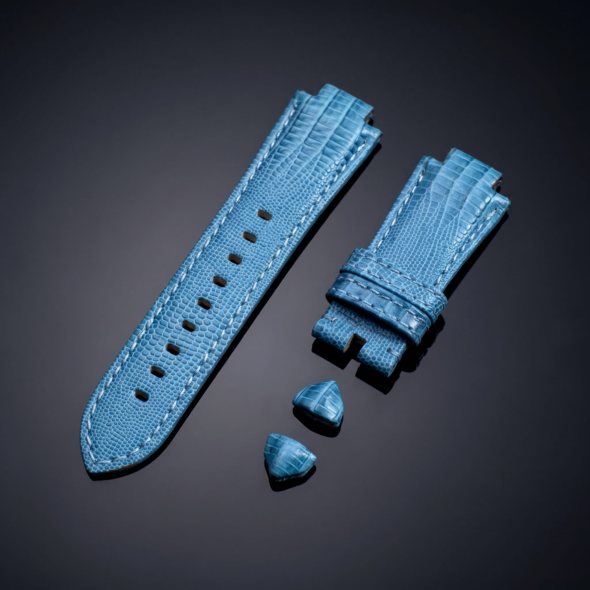 Leather Strap Set Blue Teju