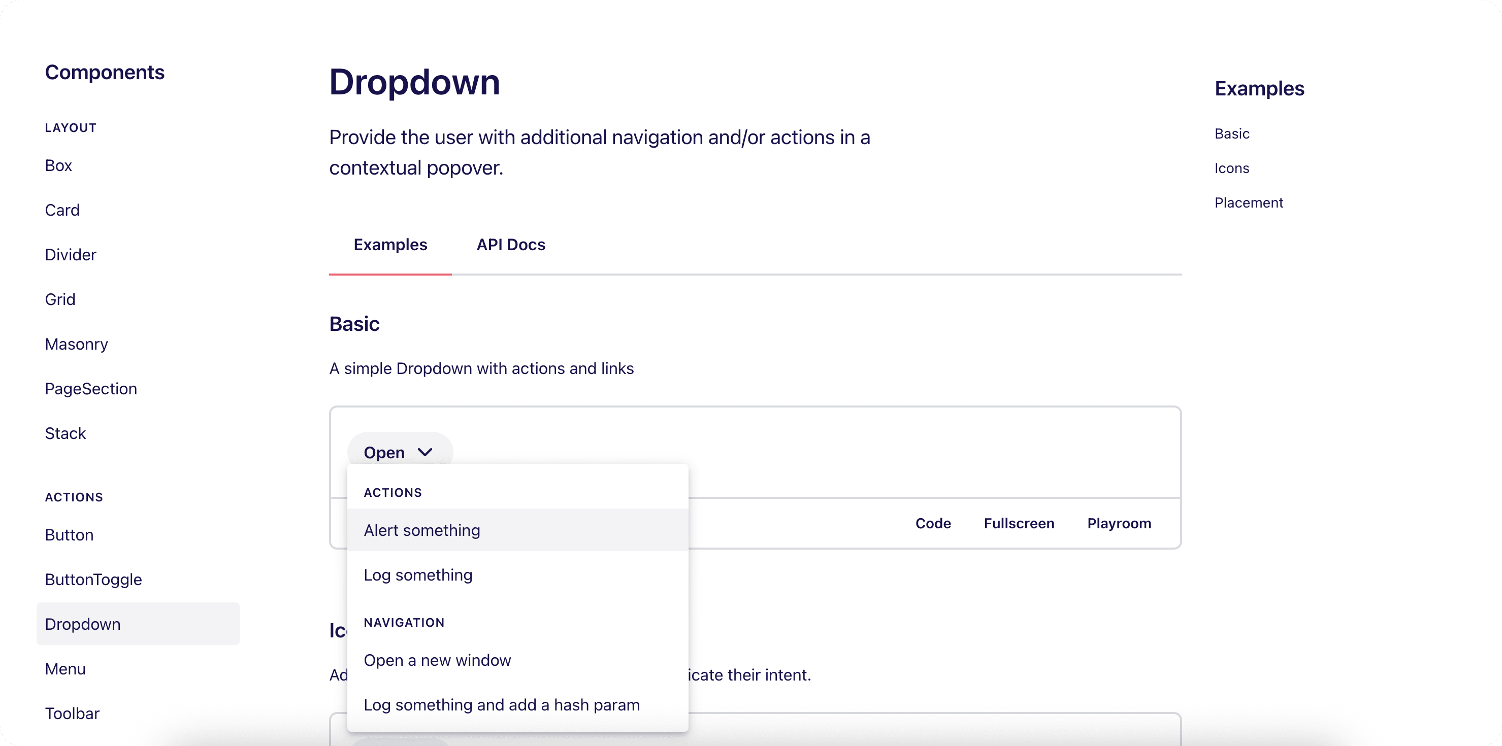 Dropdown component